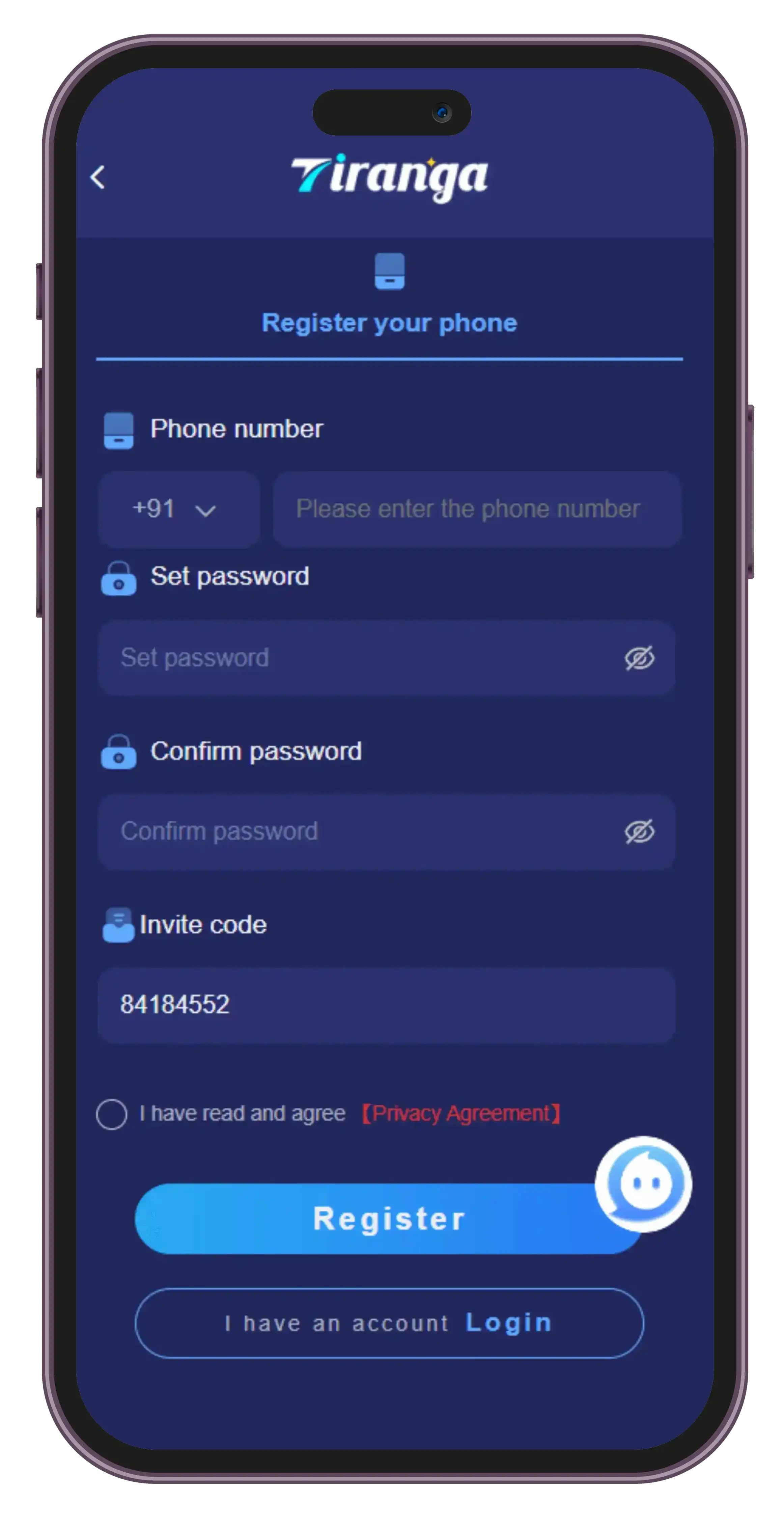 Tiranga Game Registration